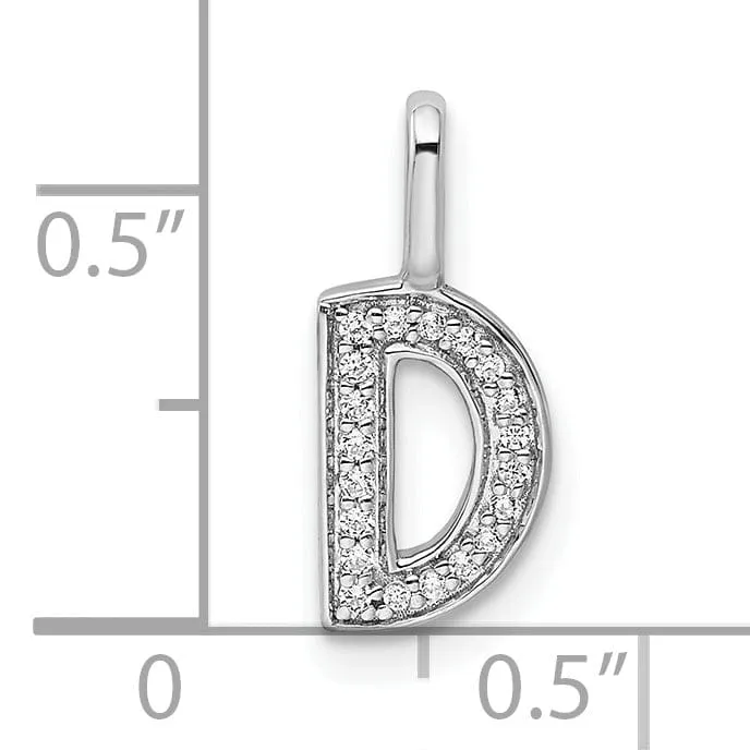 14K White Gold Diamond 0.064-CT Lower Case Style D Initial Charm