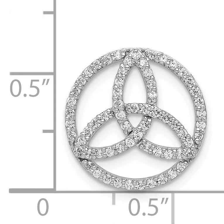 14k White Gold Open Back Polished Finish 0.321CT Diamond Celtic Circle Design Chain Slide. Will not fit Omega Chain