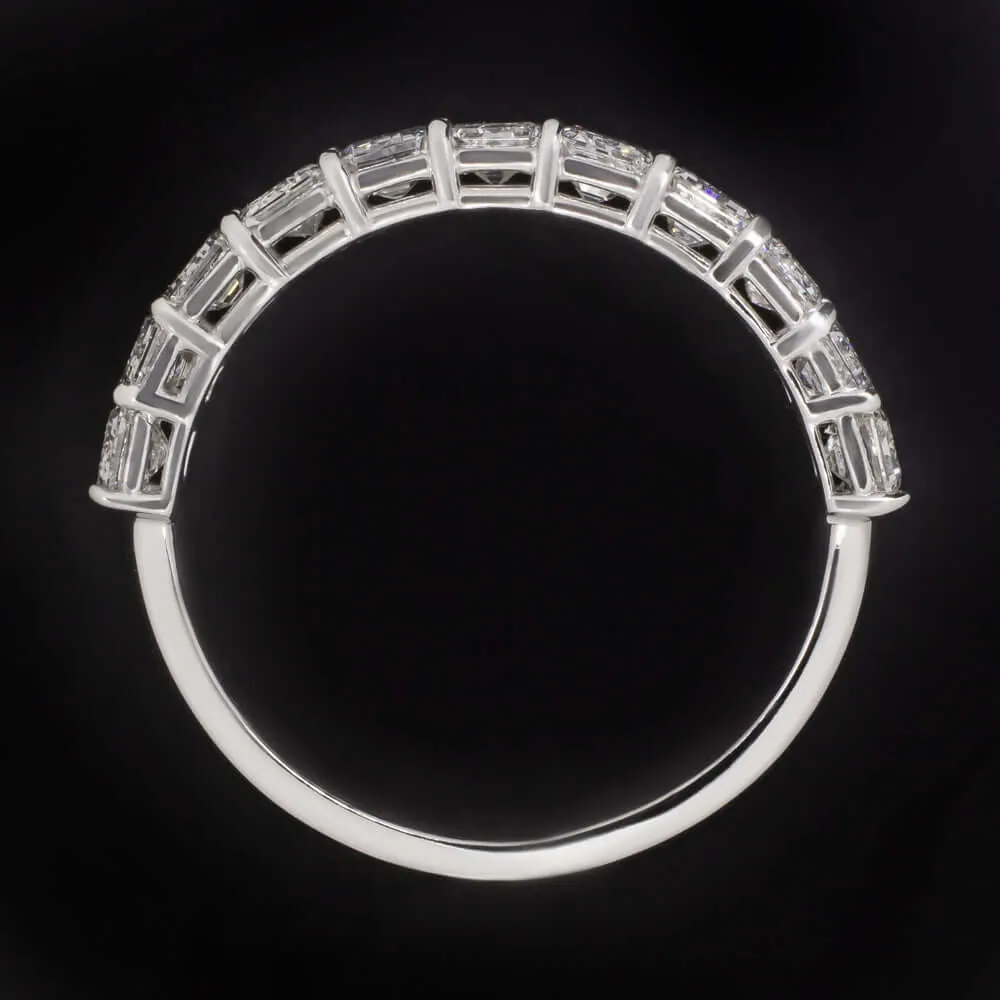 2 CARAT EMERALD CUT LAB CREATED DIAMOND WEDDING BAND HALF ETERNITY RING BAGUETTE