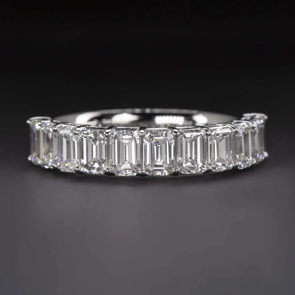 2 CARAT EMERALD CUT LAB CREATED DIAMOND WEDDING BAND HALF ETERNITY RING BAGUETTE