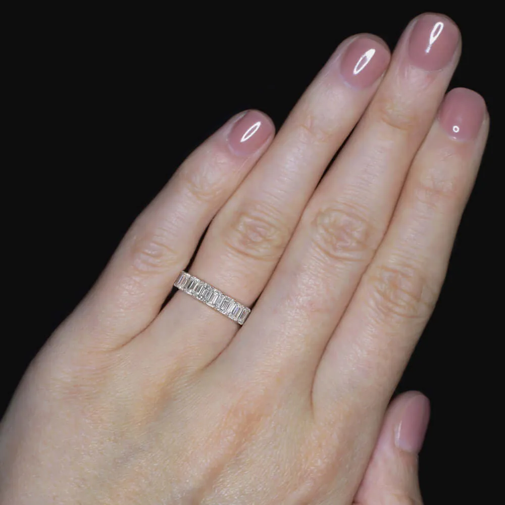 2 CARAT EMERALD CUT LAB CREATED DIAMOND WEDDING BAND HALF ETERNITY RING BAGUETTE