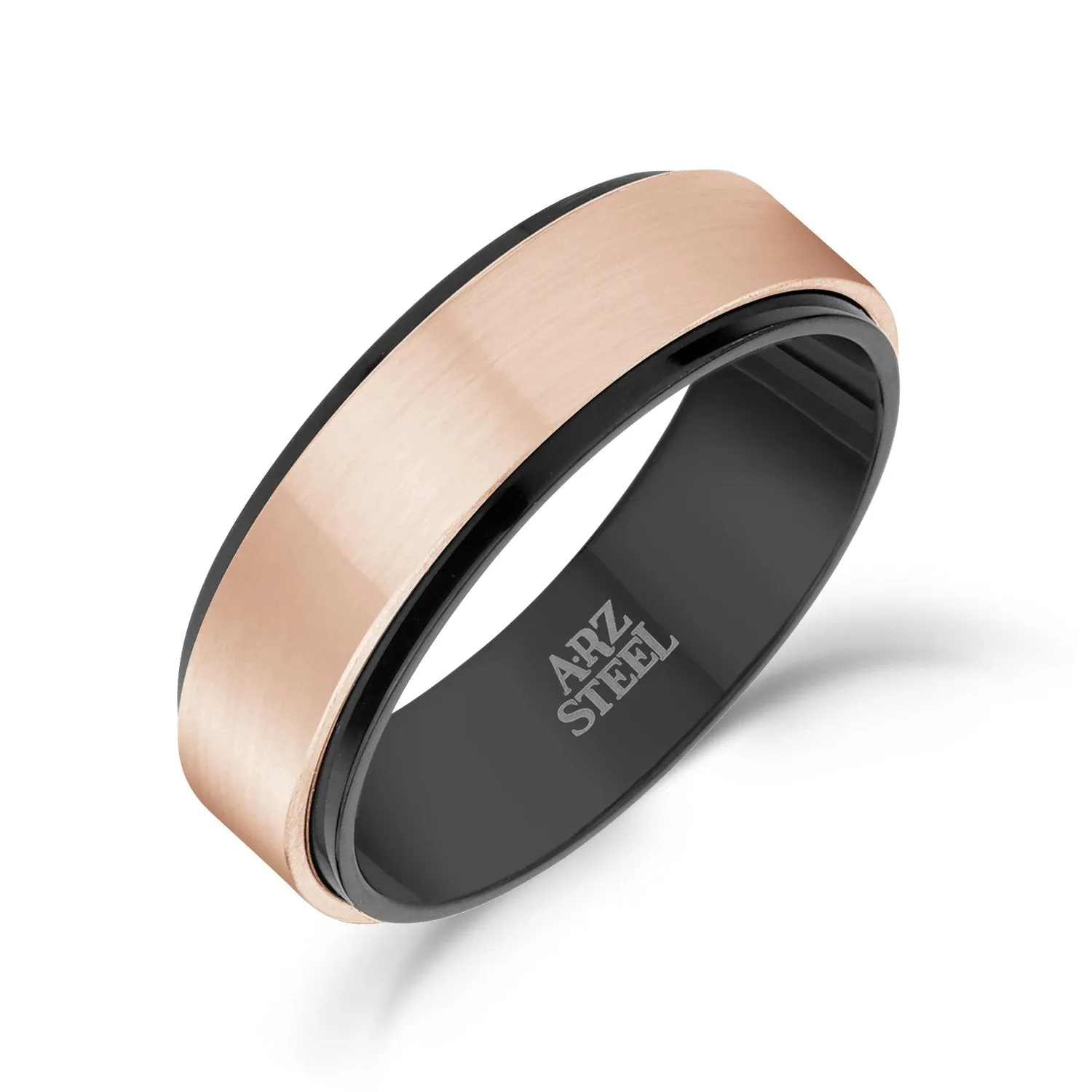 7mm Black & Rose Gold Band