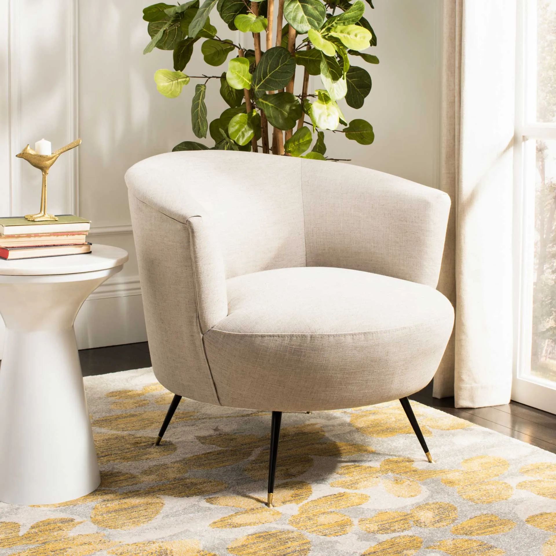 Arwen Velvet Accent Chair Light Gray
