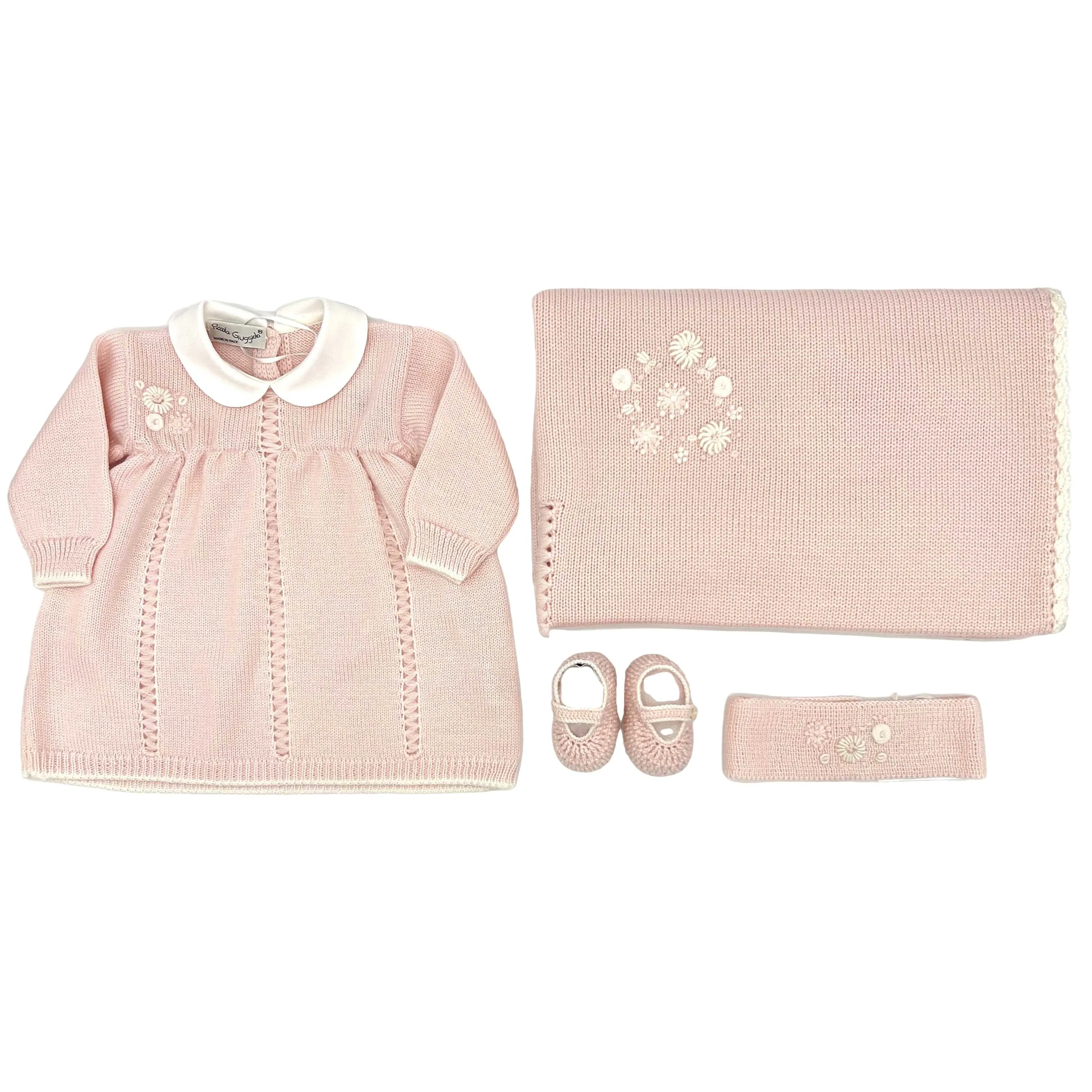 Baby girls knitted layette gift 'Fiori Rosa'