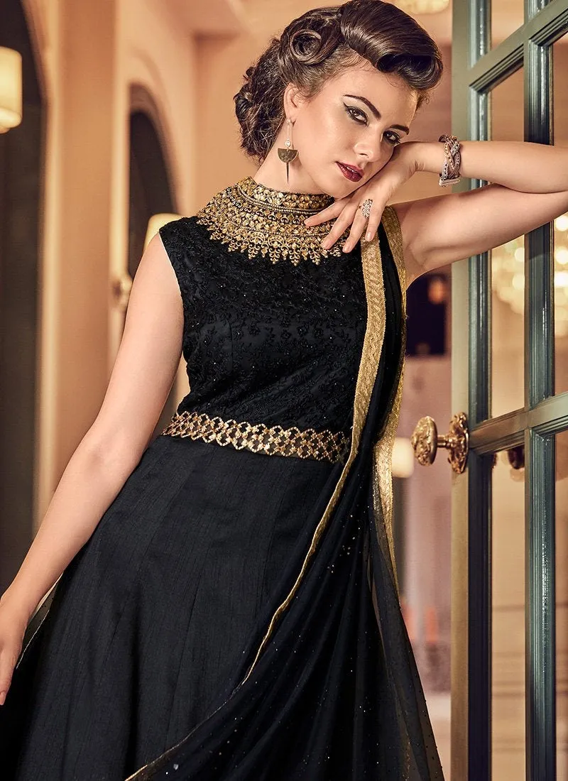 Black Beauty Traditional Embroidered Flared Anarkali Suit