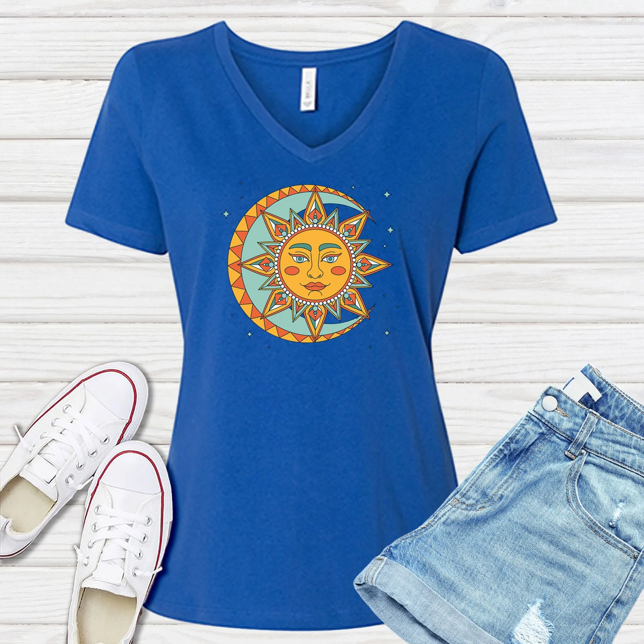 Boho Lunar Sun V-Neck