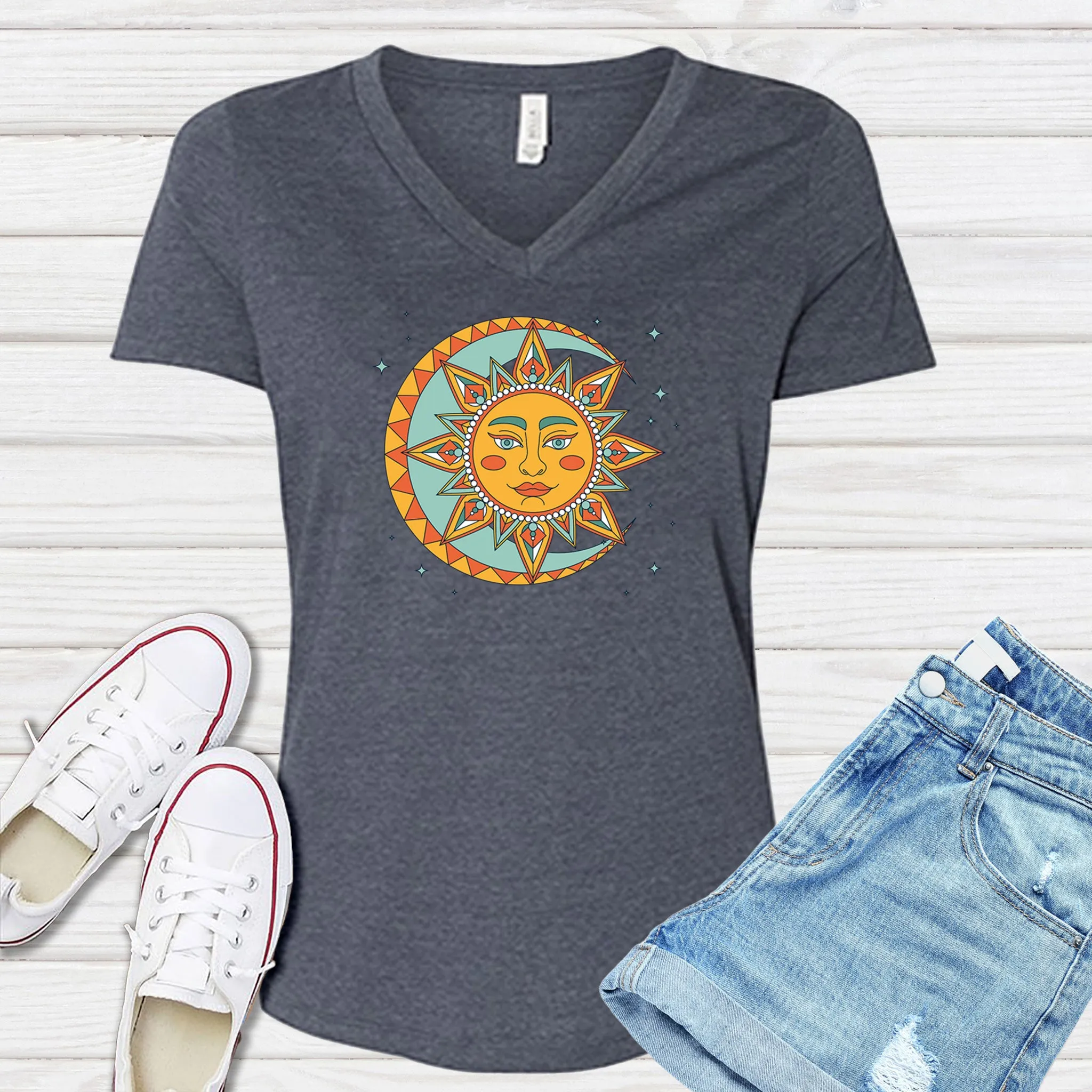 Boho Lunar Sun V-Neck