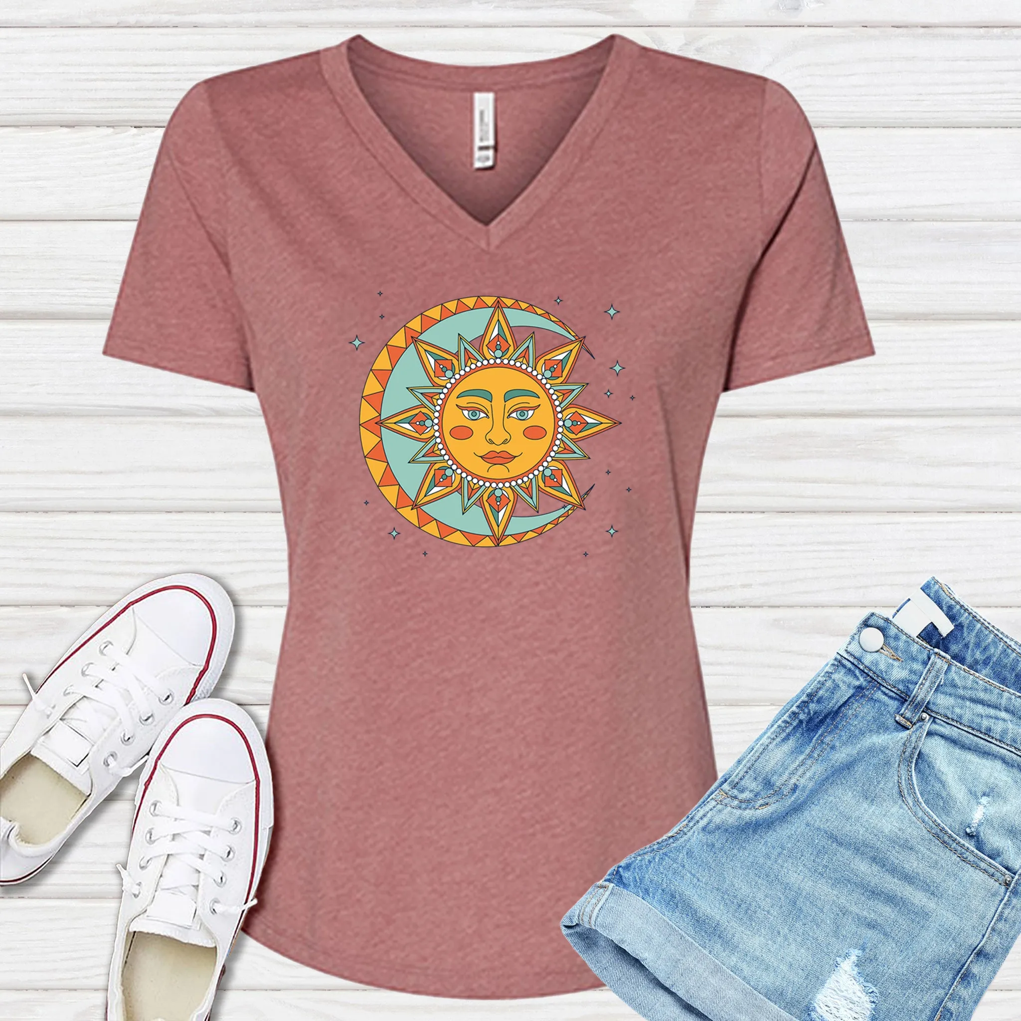 Boho Lunar Sun V-Neck