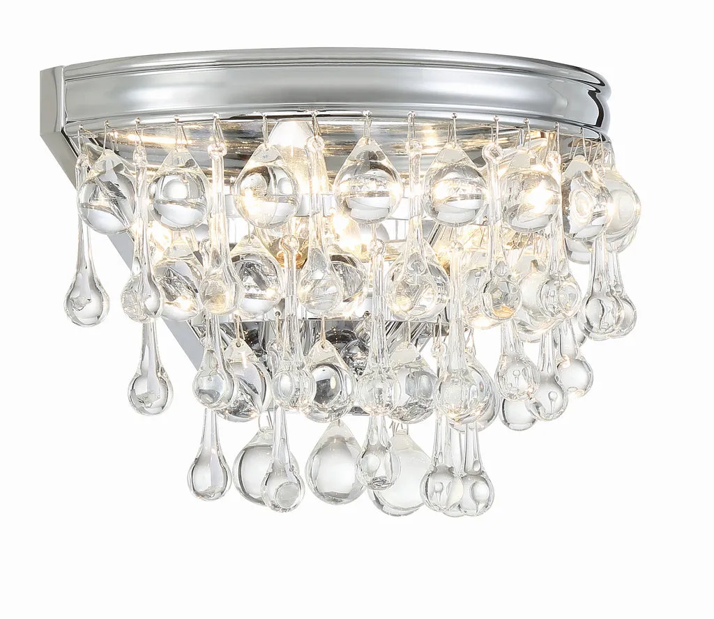 Calypso 2 Light Crystal Teardrop Polished Chrome Sconce
