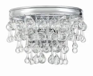 Calypso 2 Light Crystal Teardrop Polished Chrome Sconce