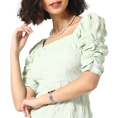 Campus Sutra Women's Midi Dress (SUSU22_CSWSSDR5107_M_Mint_M)