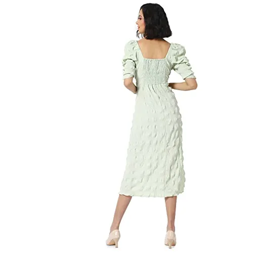 Campus Sutra Women's Midi Dress (SUSU22_CSWSSDR5107_M_Mint_M)