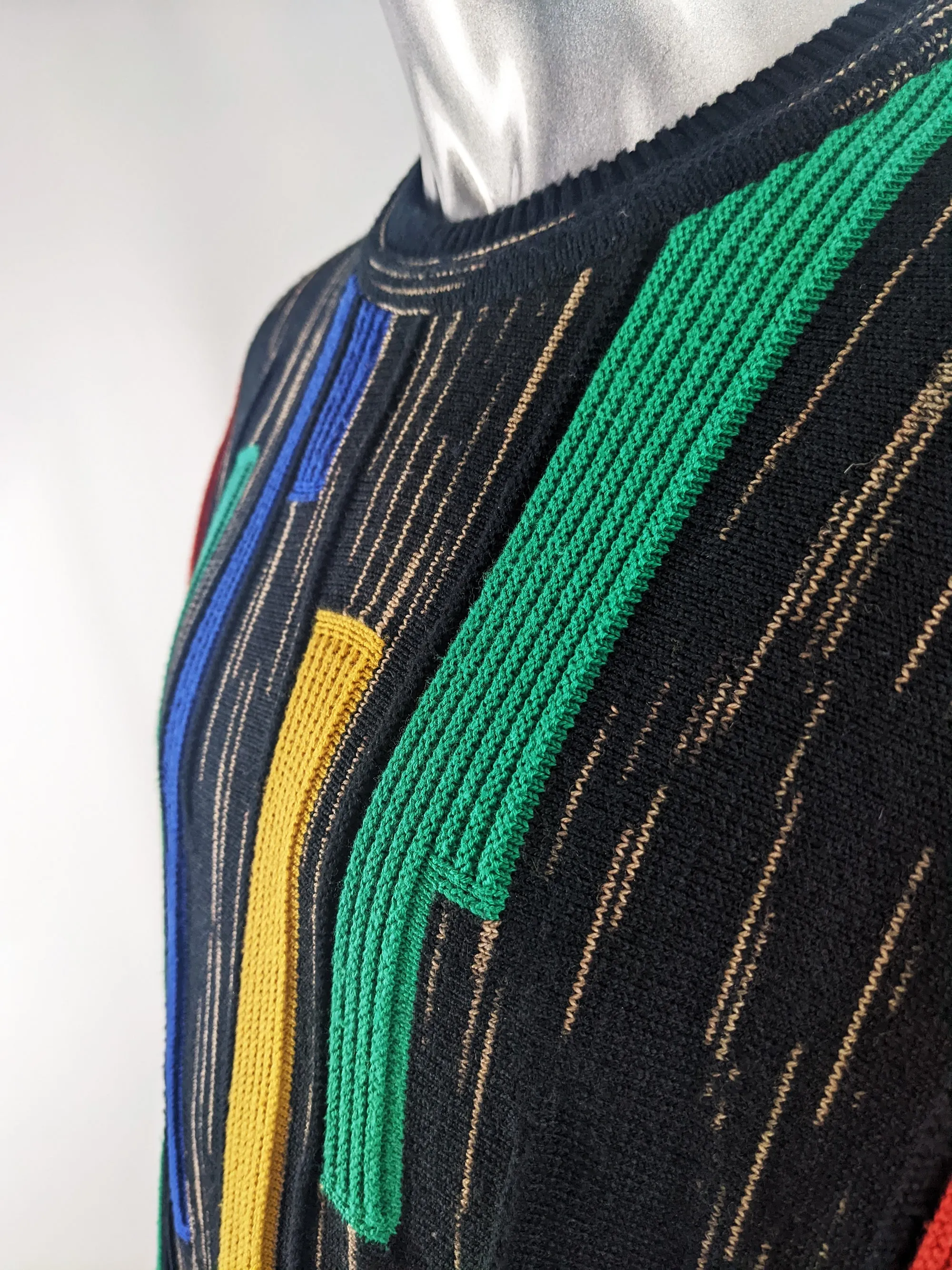 Carlo Colucci Vintage Mens Black Wool Blend Jumper, 1980s