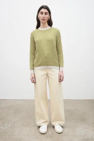 Checkerboard Knit Crew - Lawn Check