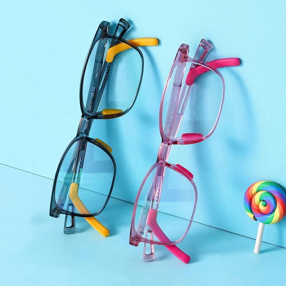Clever - (Age 5-13)Children Non-slip Blue Light Blocking Glasses-Transparent Pink
