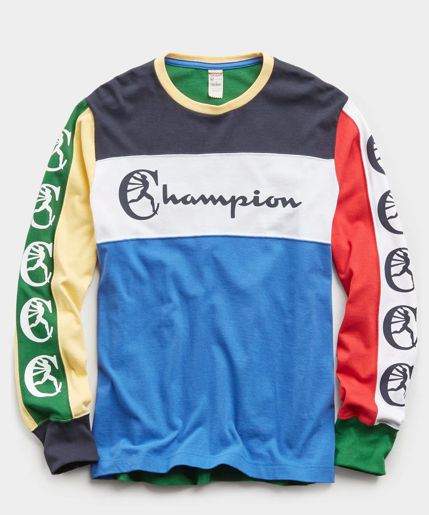 Color Block Graphic Long Sleeve Tee in Light Blue