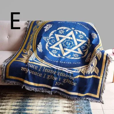 Cotton Hemp Woven Thread Blanket Sofa Towel Beach Towel Thin Blanket