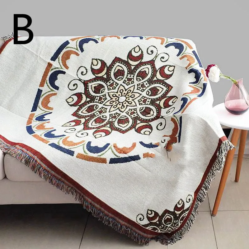 Cotton Hemp Woven Thread Blanket Sofa Towel Beach Towel Thin Blanket