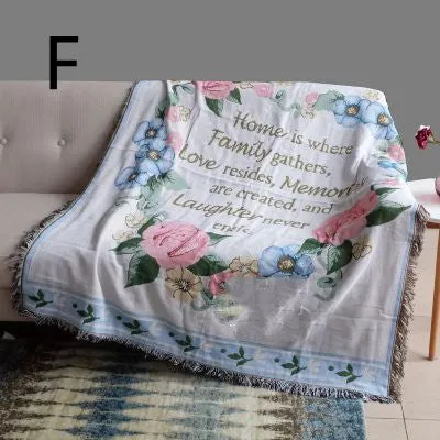 Cotton Hemp Woven Thread Blanket Sofa Towel Beach Towel Thin Blanket