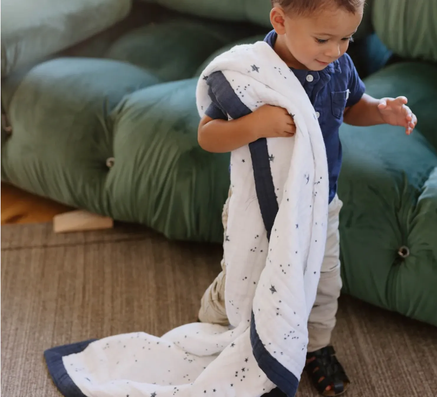 Cotton Muslin Baby Quilt - Shooting Stars