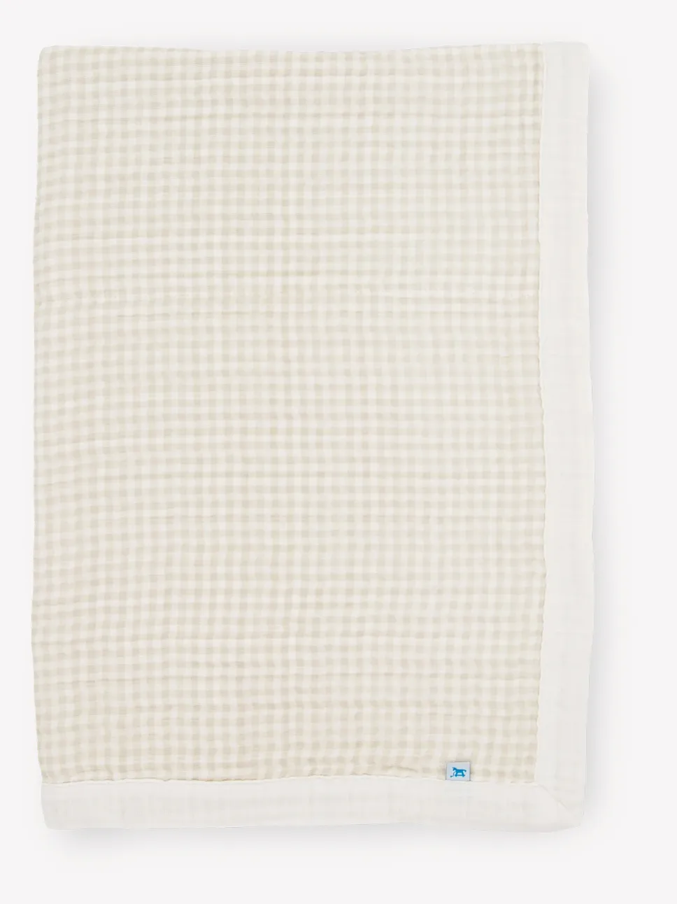 Cotton Muslin Baby Quilt - Tan Gingham