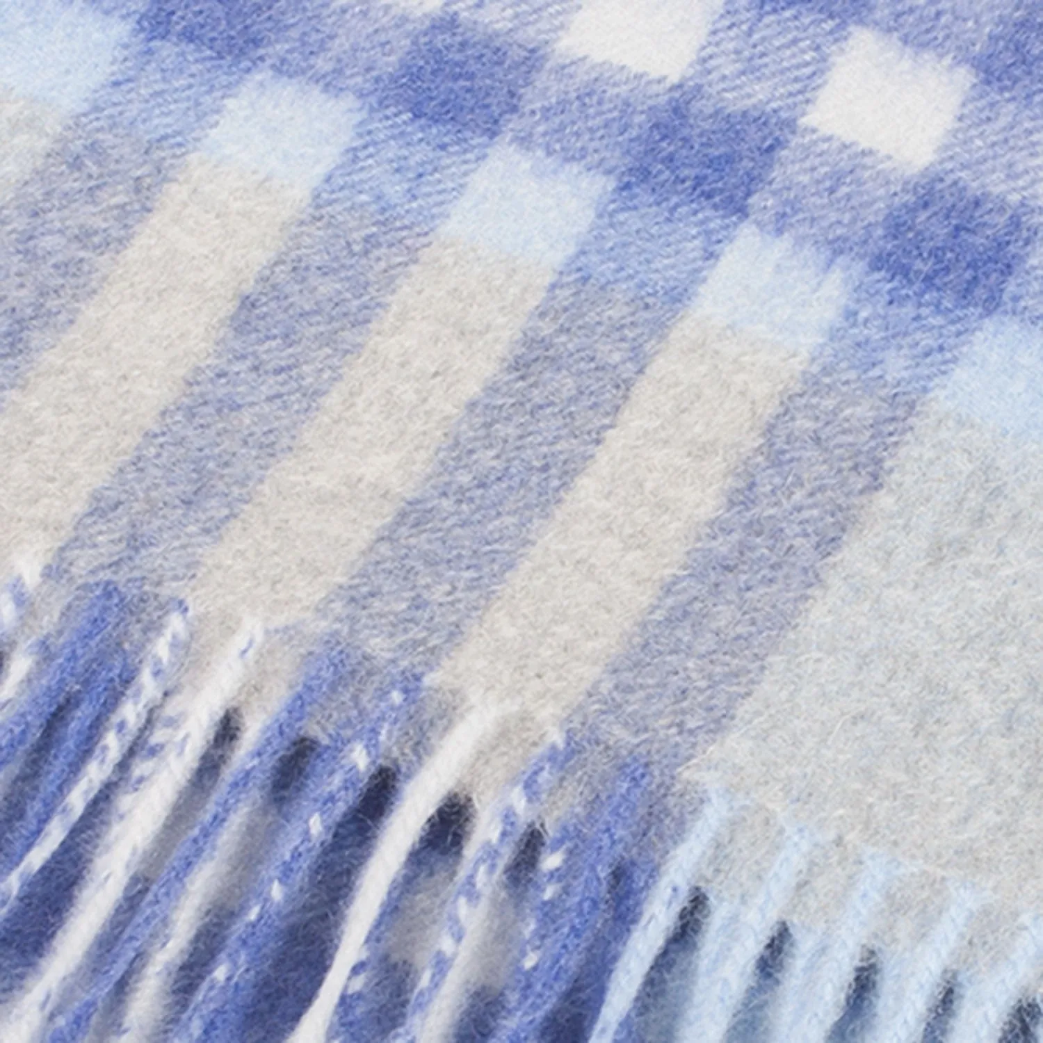 Edinburgh Cashmere Scarf  Chequer Tartan - Glacier/Light Grey
