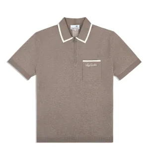 Enzo Knit Polo- Taupe Grey