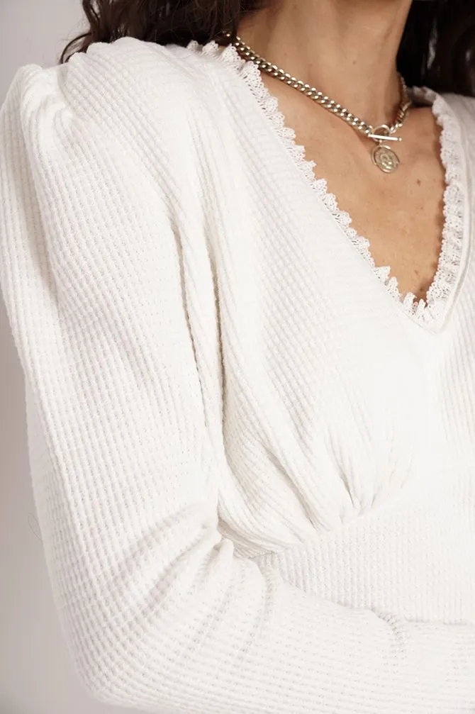 Flora Frill Blouse Beige