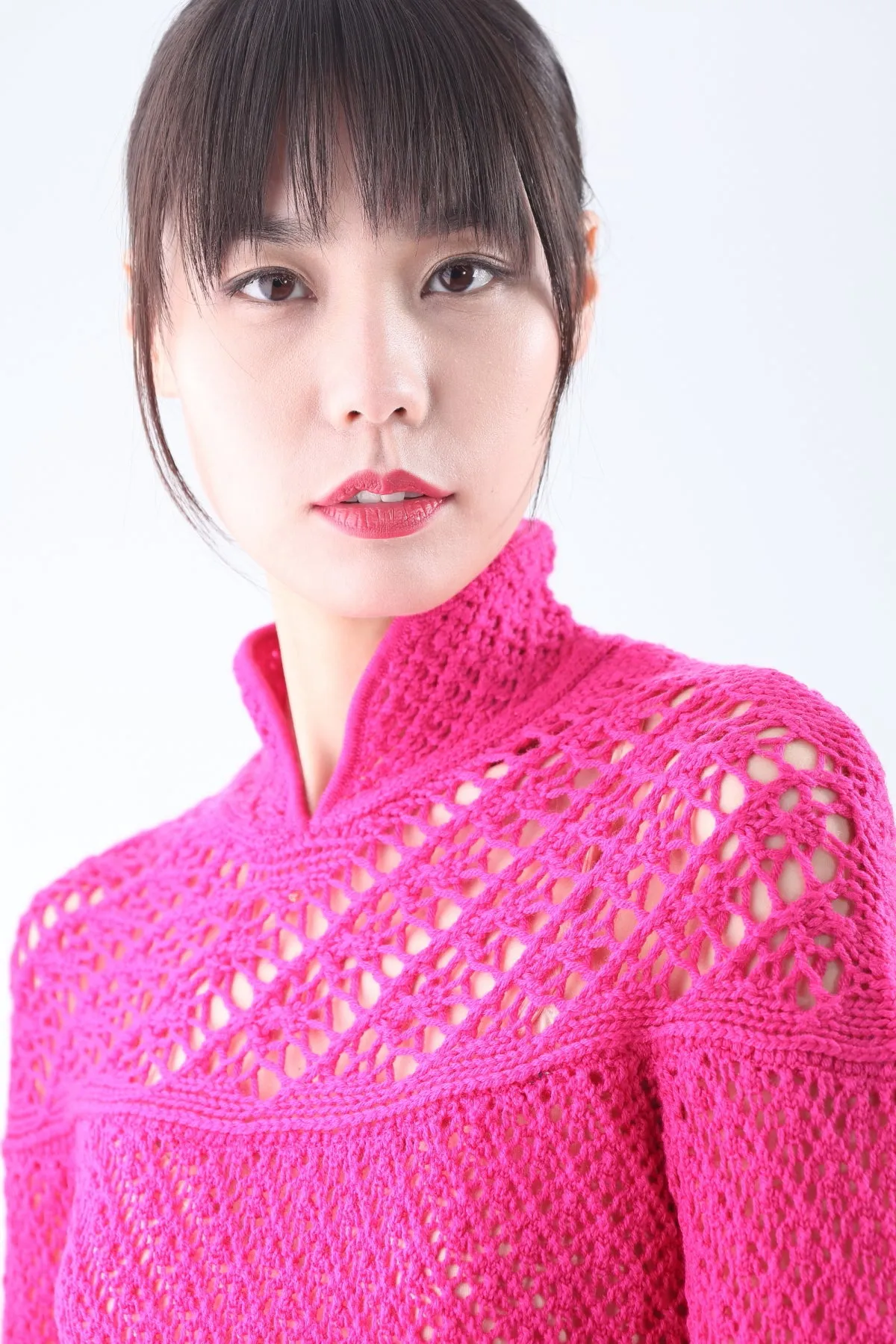 Fuchsia Long Sleeve Pointelle Stitches Sweater
