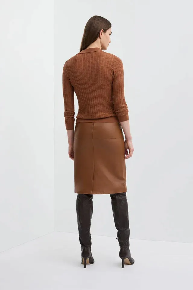 Hollow Knit Polo - Tan
