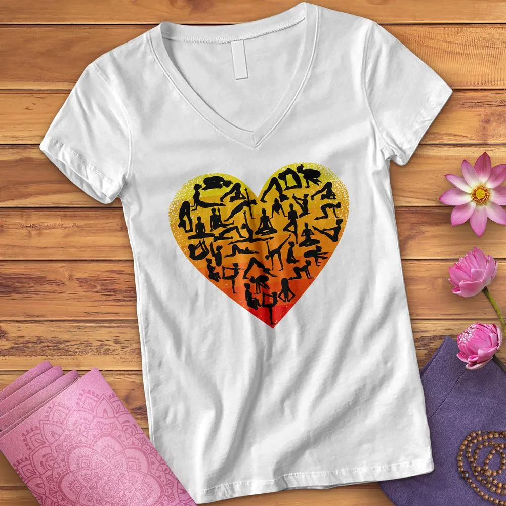 I Love Yoga Heart V-Neck