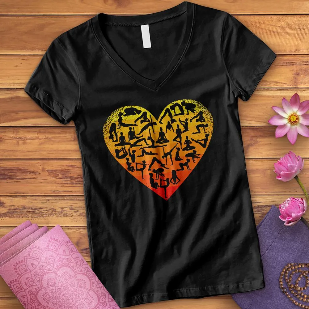 I Love Yoga Heart V-Neck