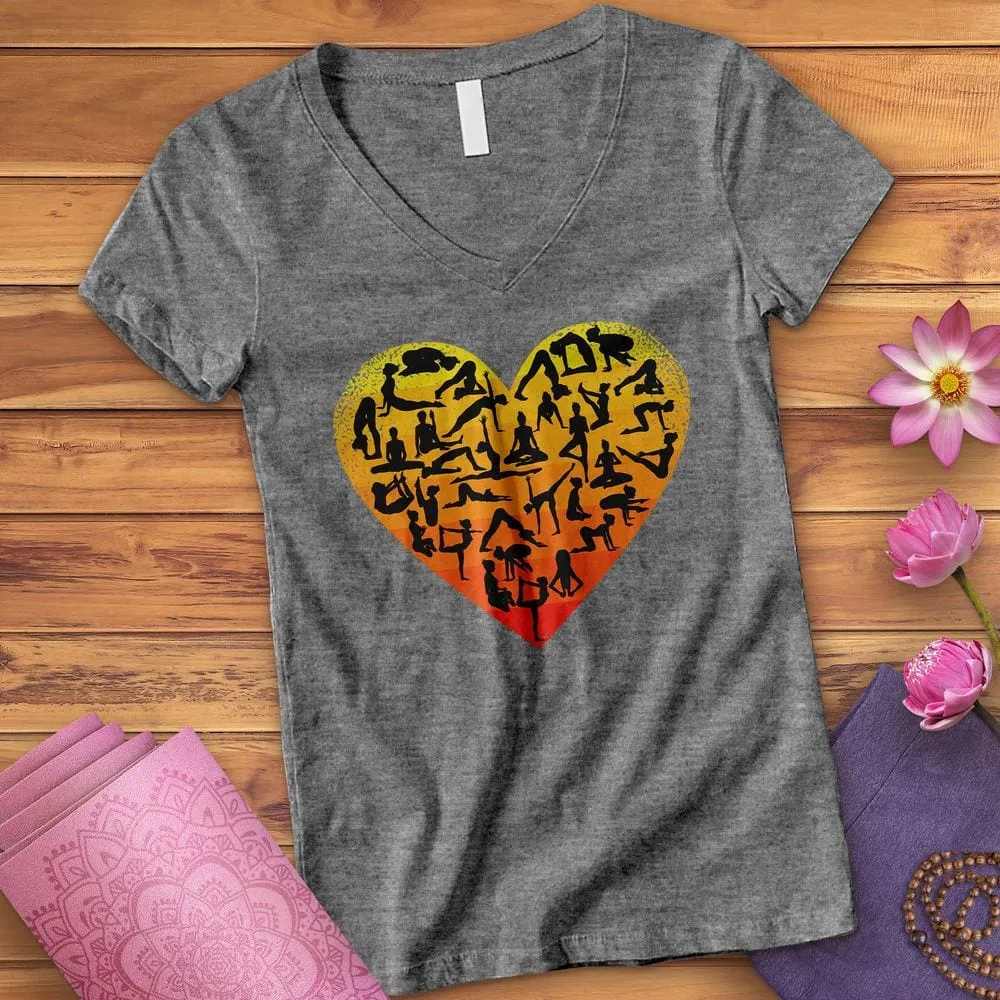 I Love Yoga Heart V-Neck