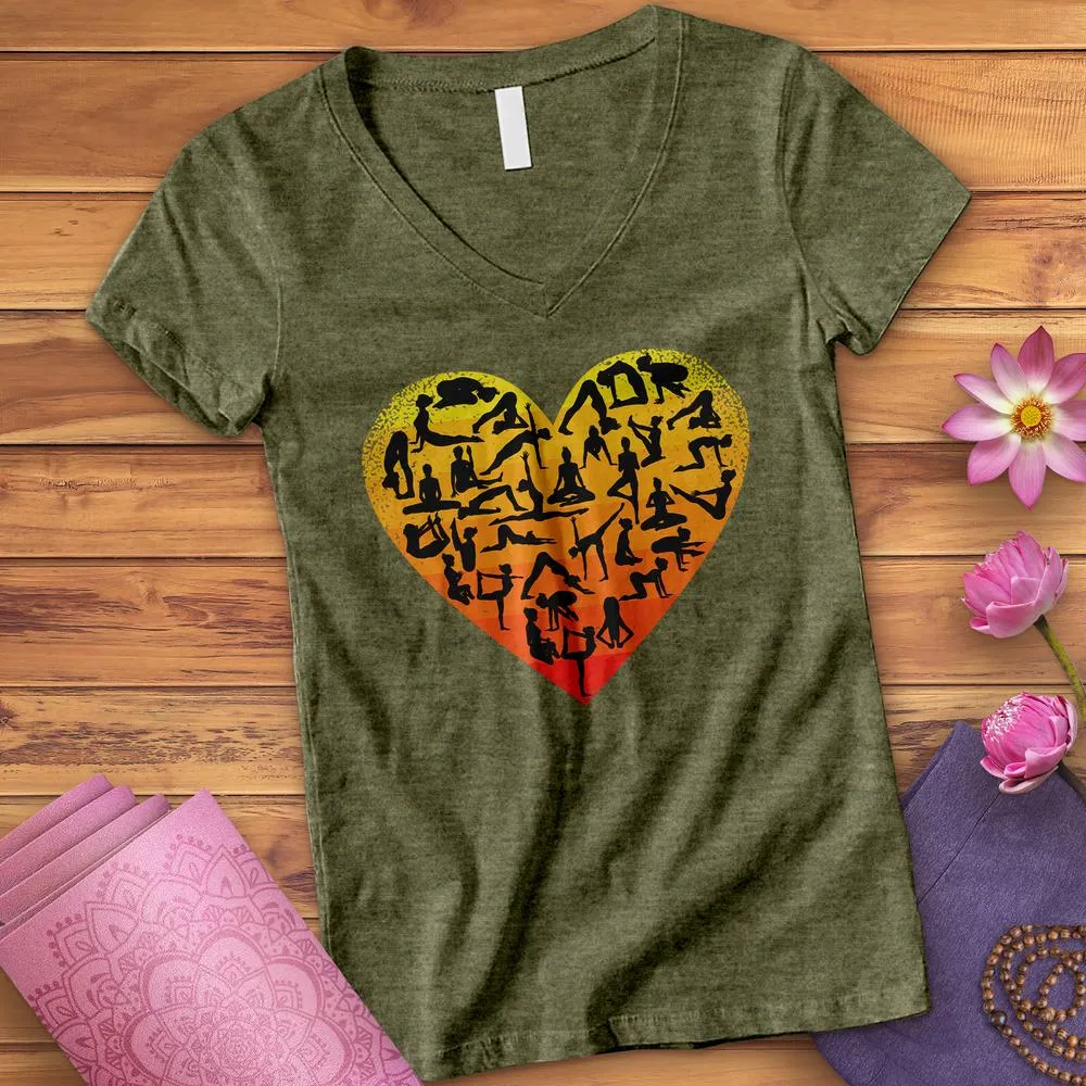 I Love Yoga Heart V-Neck