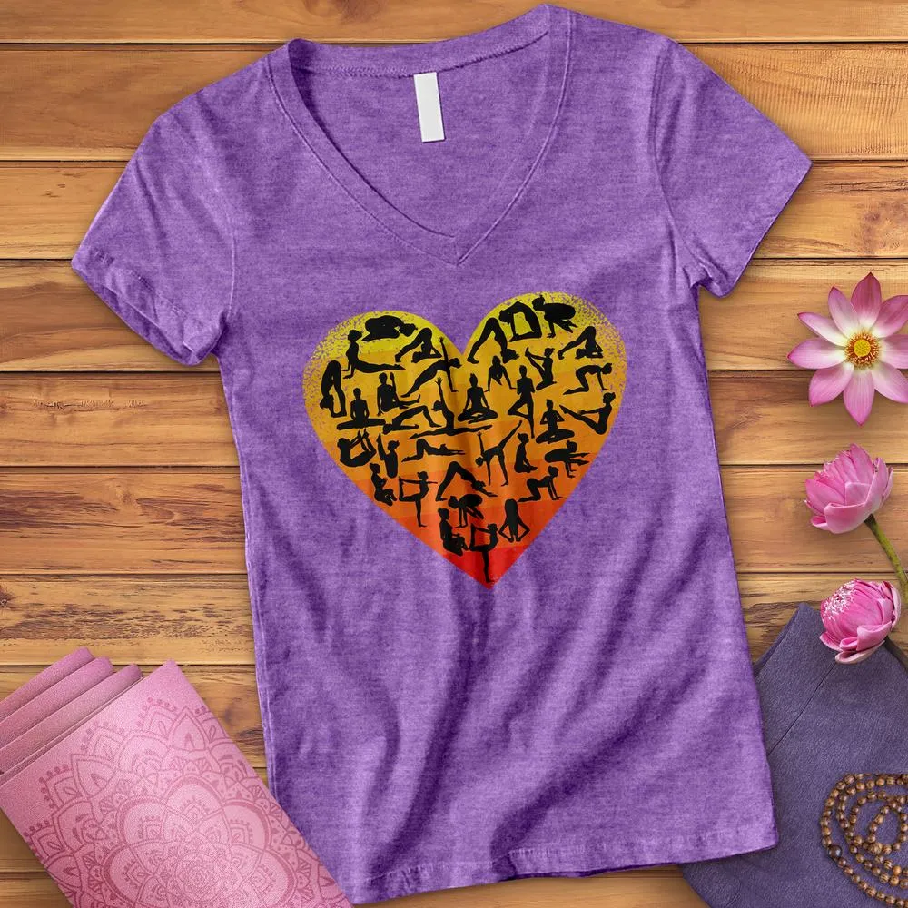 I Love Yoga Heart V-Neck