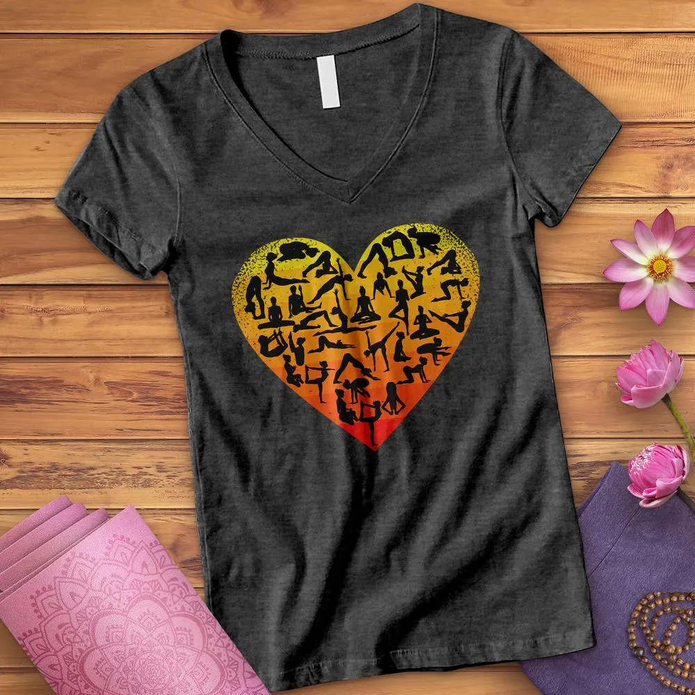 I Love Yoga Heart V-Neck