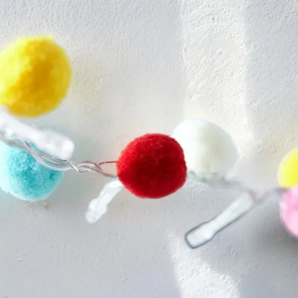 Kids Rainbow Pom Pom String Lights 1.6M