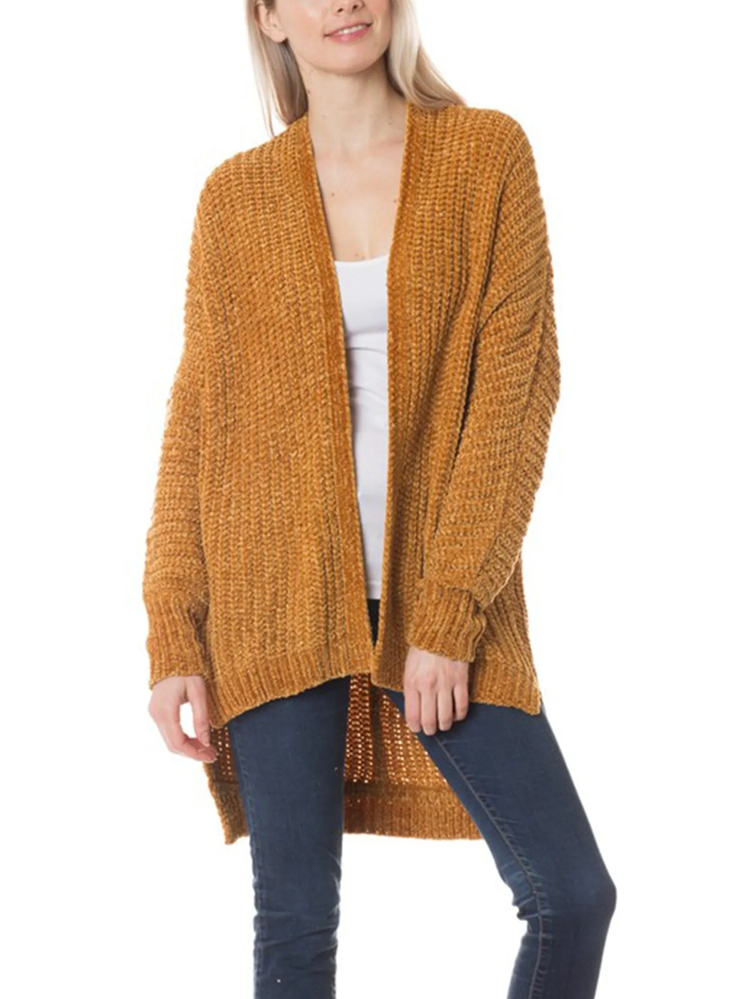 KOGMO Womens Casual Loose Fit Open Front High Low Knit Cardigan