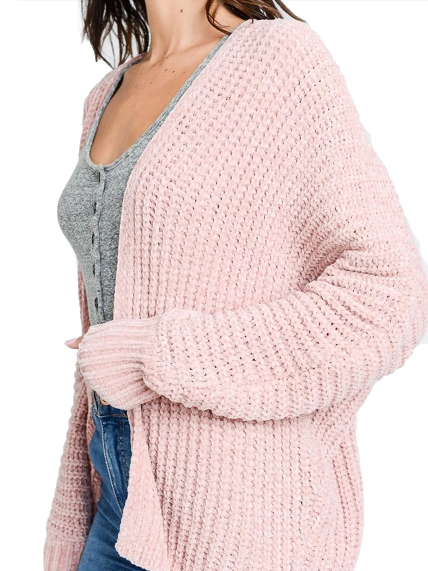 KOGMO Womens Casual Loose Fit Open Front High Low Knit Cardigan