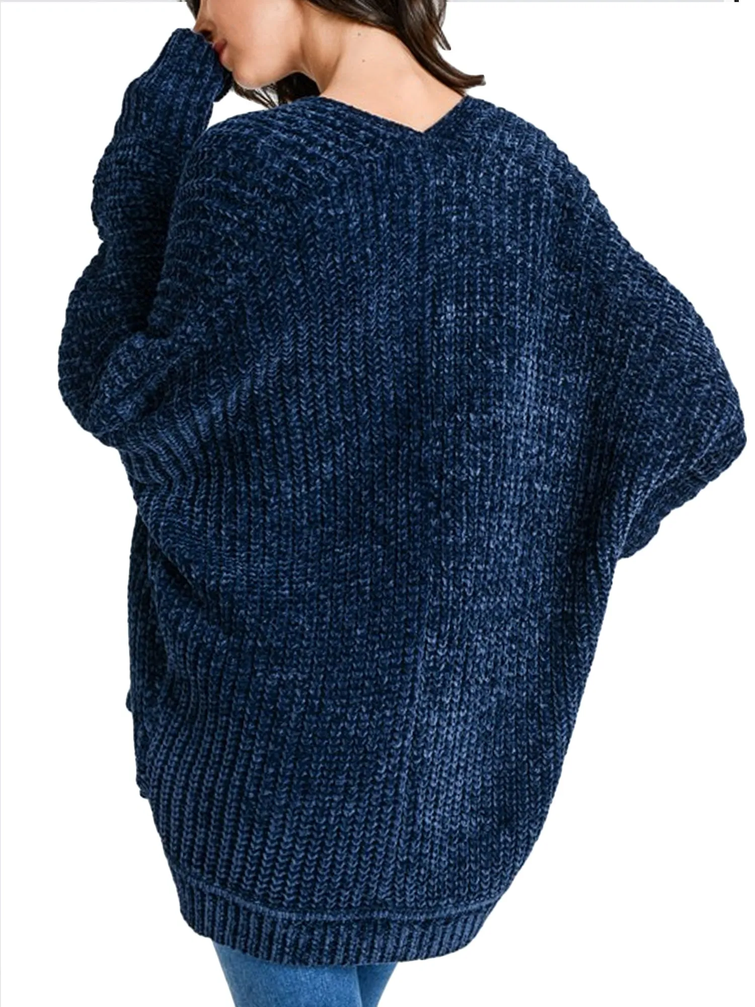 KOGMO Womens Casual Loose Fit Open Front High Low Knit Cardigan
