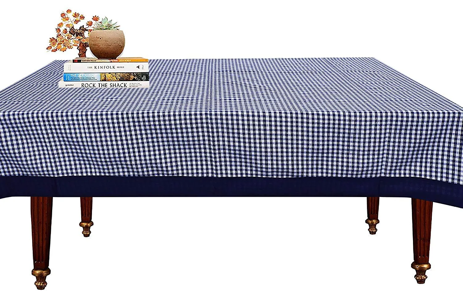Kuber Industries 100% Cotton 4 Seater Centre Table Cover for Living Room | Teapoy Teepai Cover Cloth for Glass Table | Designer Study Table Cloth Aesthetic & Dastarkhwan for Dining Table (Blue)