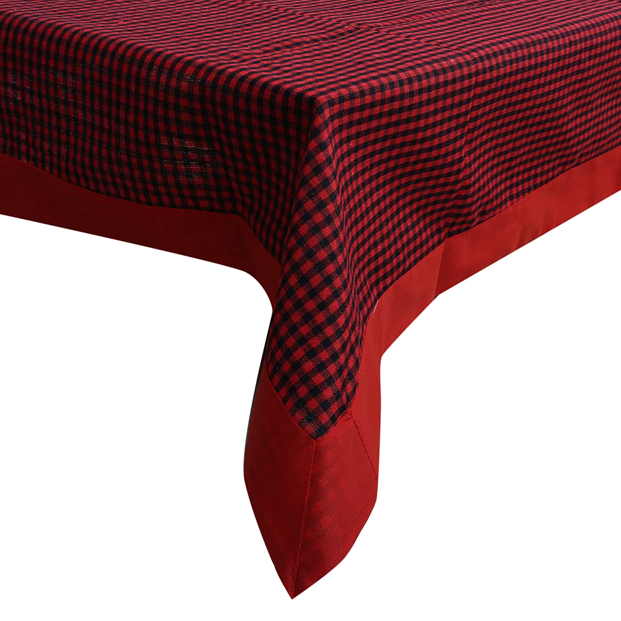 Kuber Industries 100% cotton Dining Table Cover 6 seater | Checkered Pattern Rectangular Large Dining Table Cloth for Living Room | Hall | Home | Restaurant (90 x 60 Inches Size) (Maroon)