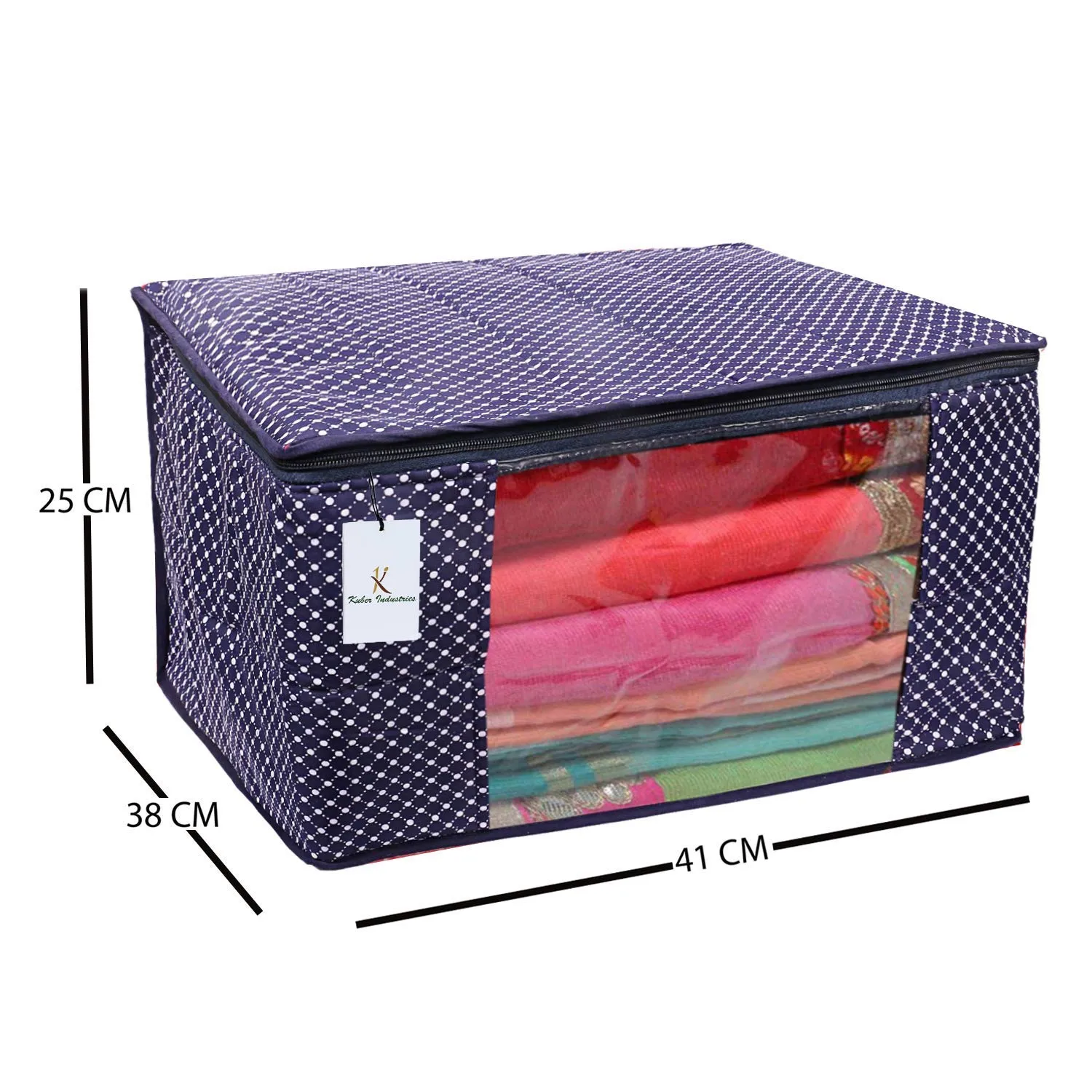 Kuber Industries Cotton 3 Pieces Three Layer Quilted Extra Large Saree Cover (Blue)-CTKTC13482