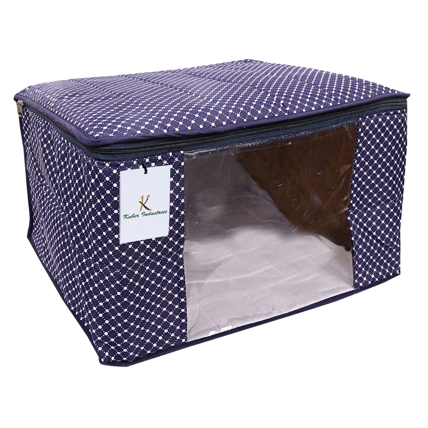 Kuber Industries Cotton 3 Pieces Three Layer Quilted Extra Large Saree Cover (Blue)-CTKTC13482