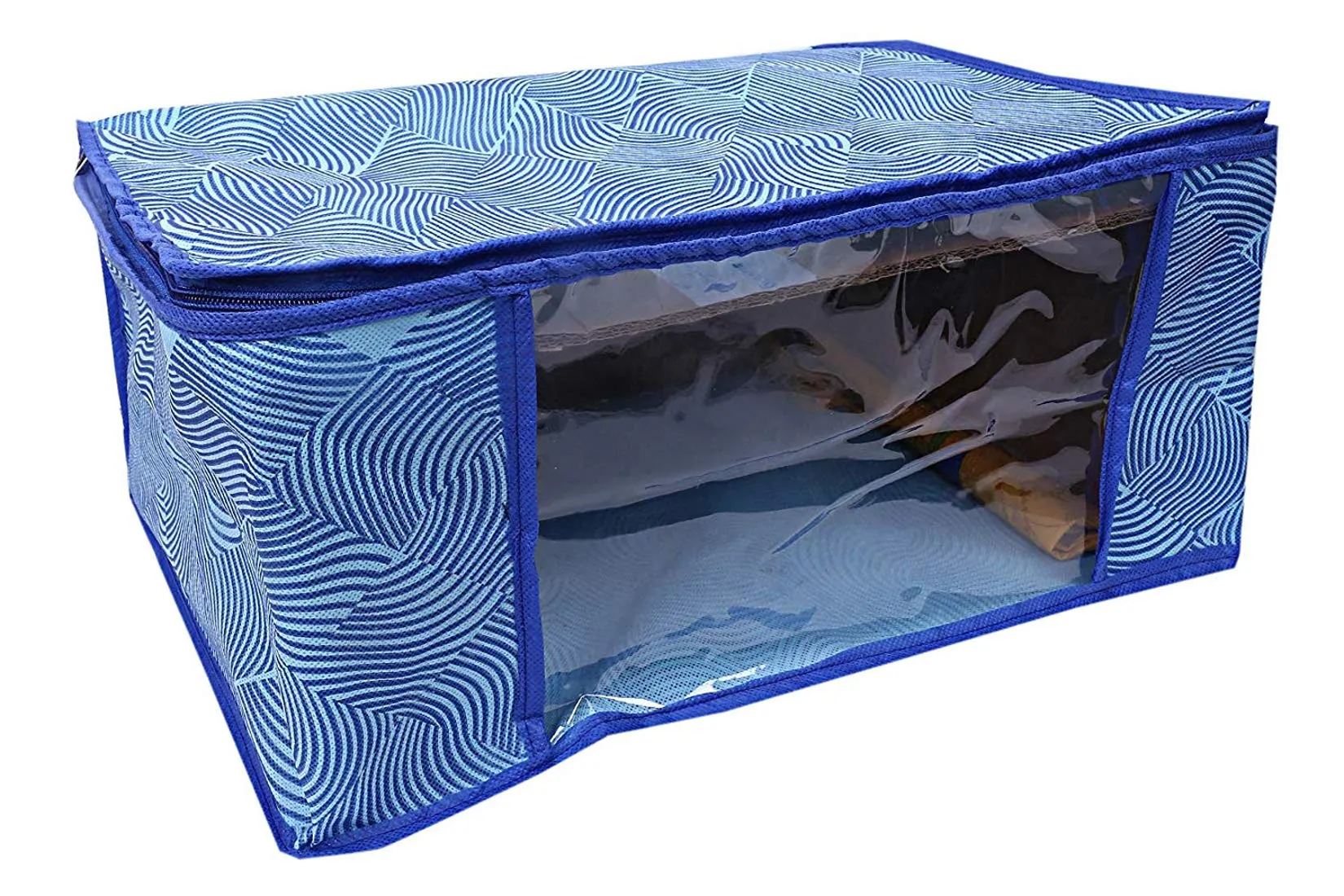 Kuber Industries Leheriya Design 6 Piece Non Woven Saree Cover, Large, Royal Blue - CTKTC15202