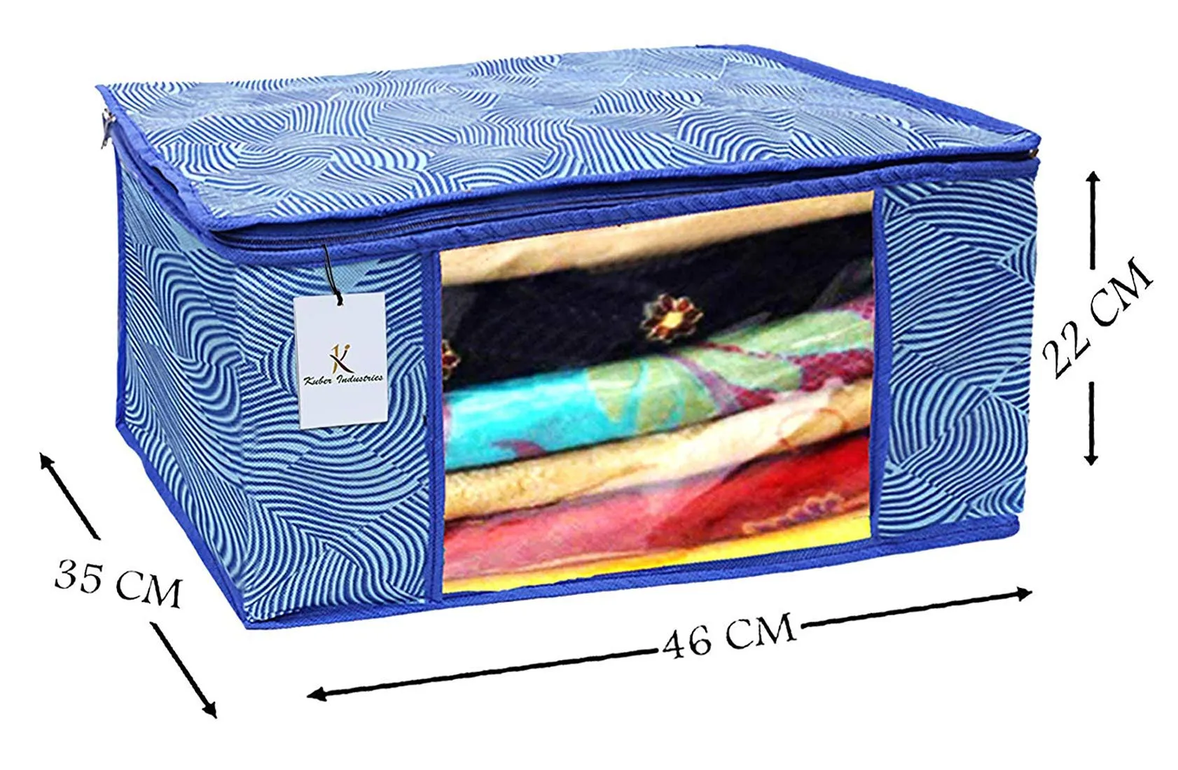 Kuber Industries Leheriya Design 6 Piece Non Woven Saree Cover, Large, Royal Blue - CTKTC15202