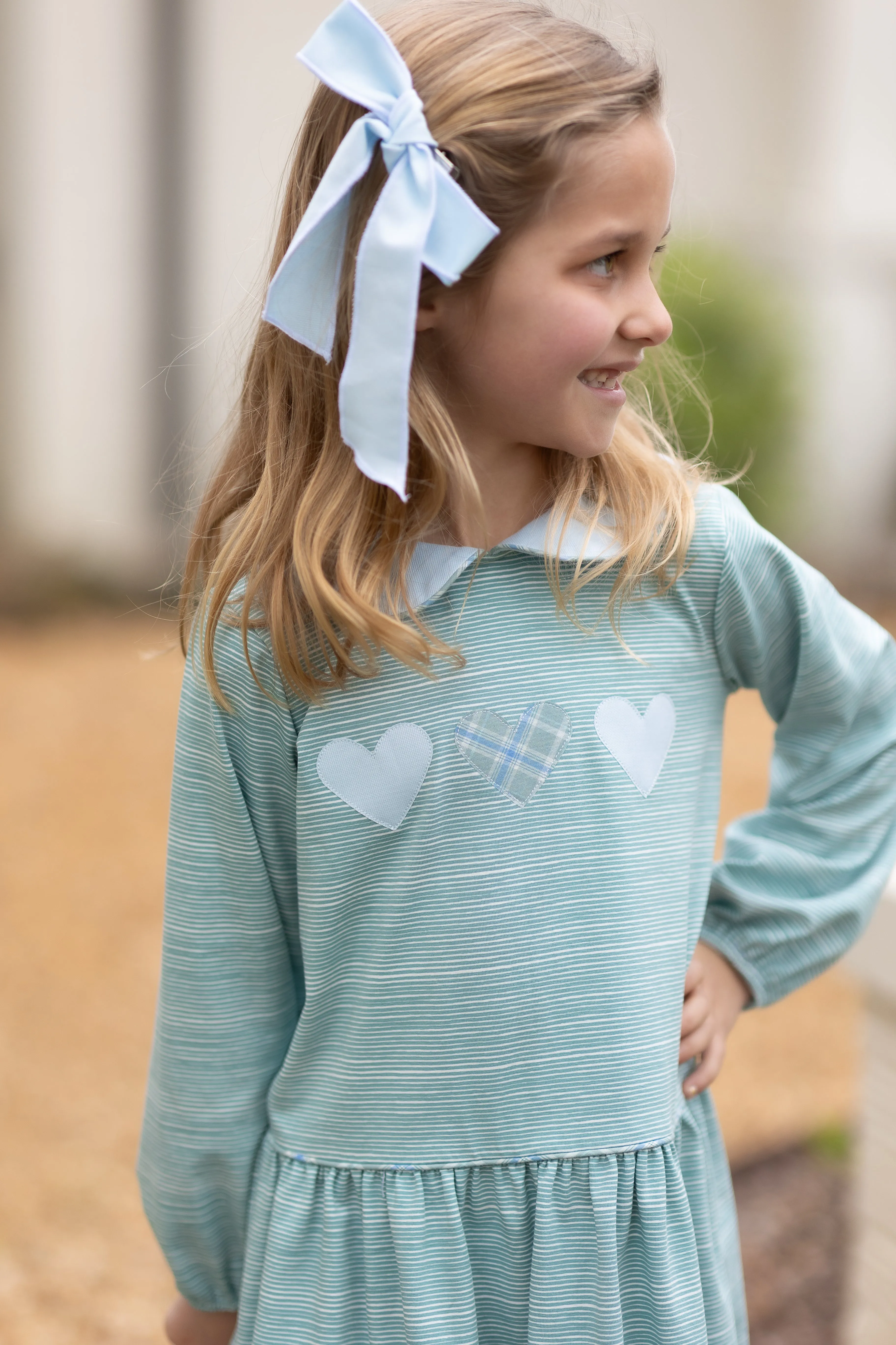 Layton Knit Dress Long Sleeve Premium in Sage Stripe Knit