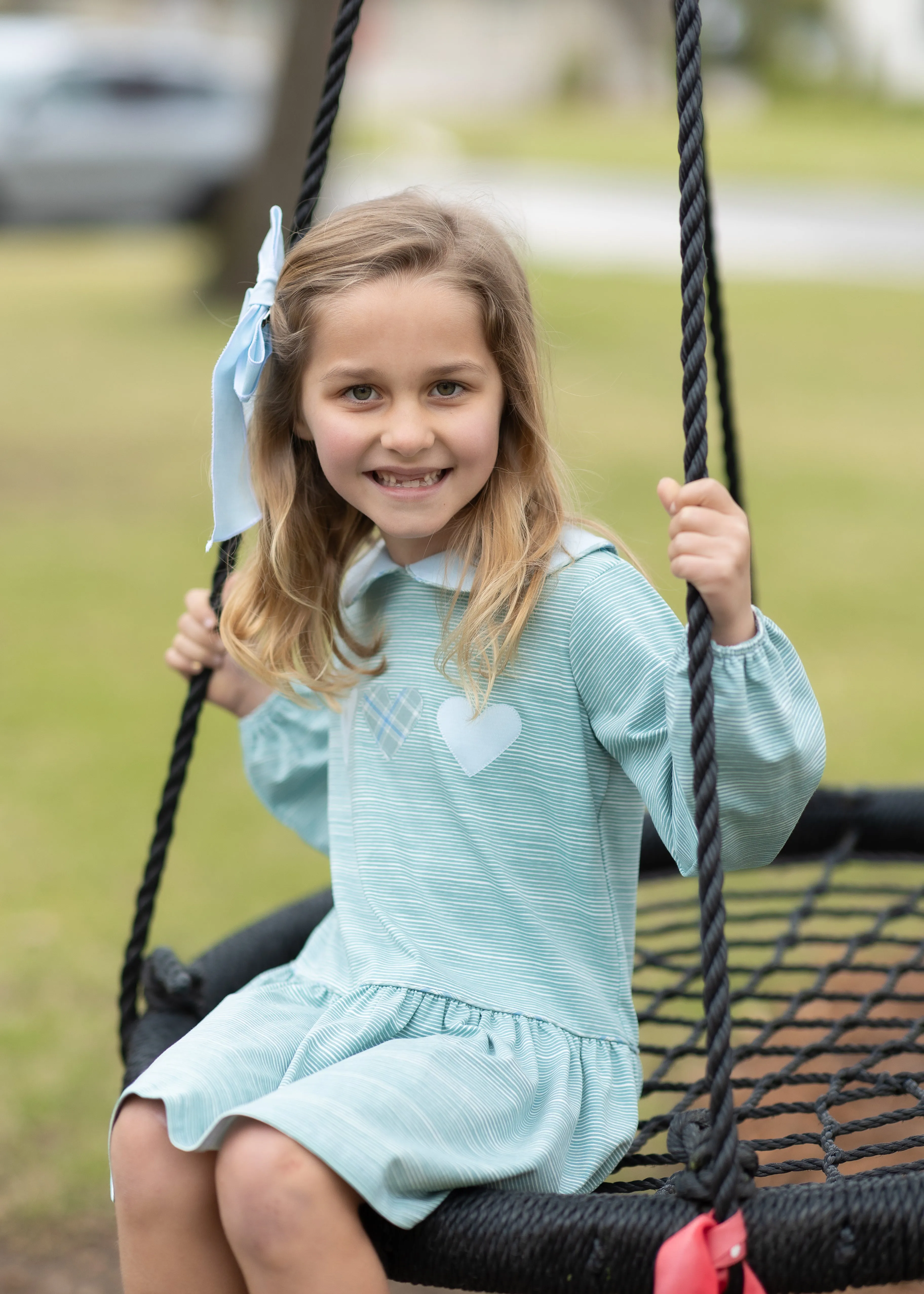 Layton Knit Dress Long Sleeve Premium in Sage Stripe Knit