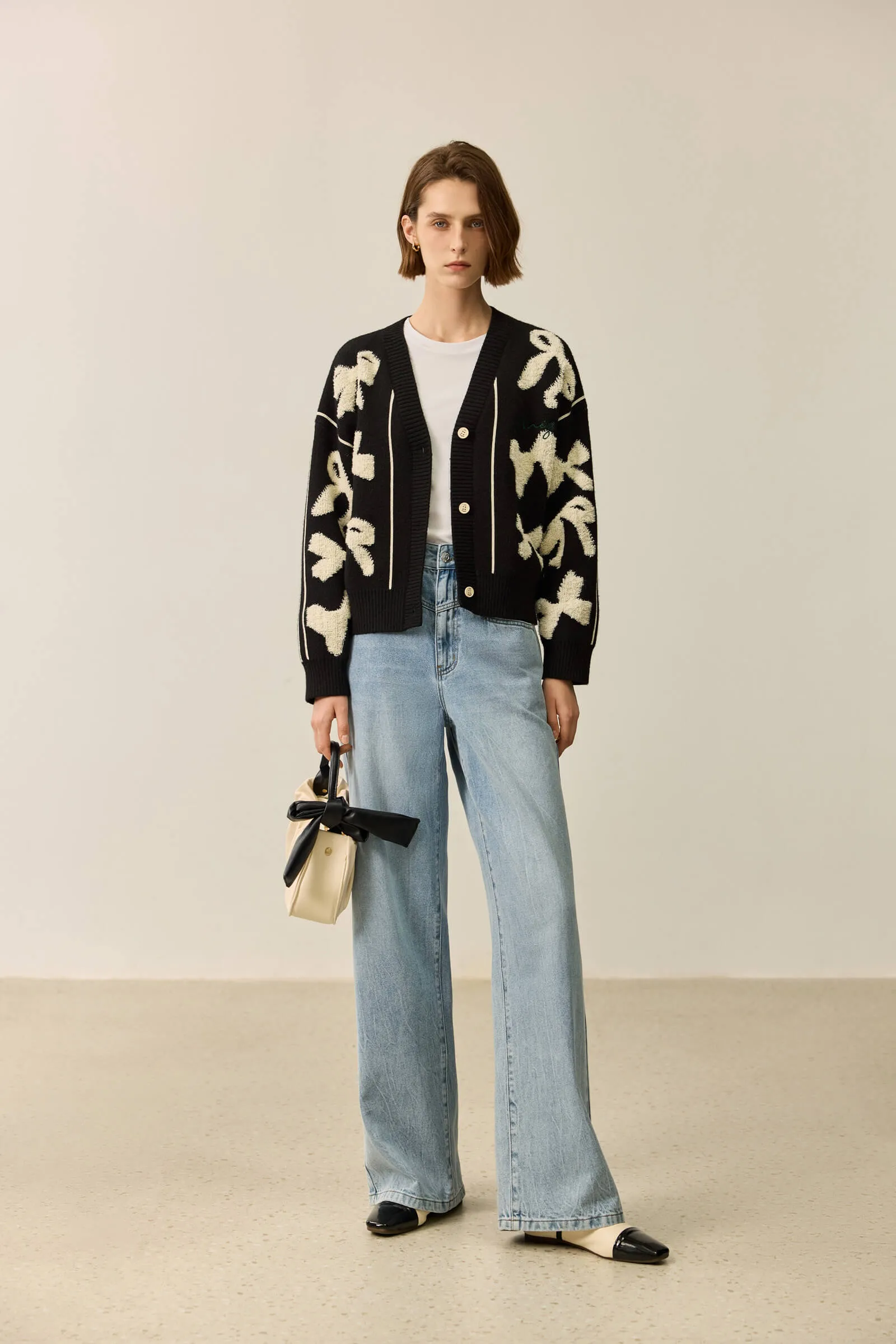 LILY Stylish 3D Bow Knit Cardigan