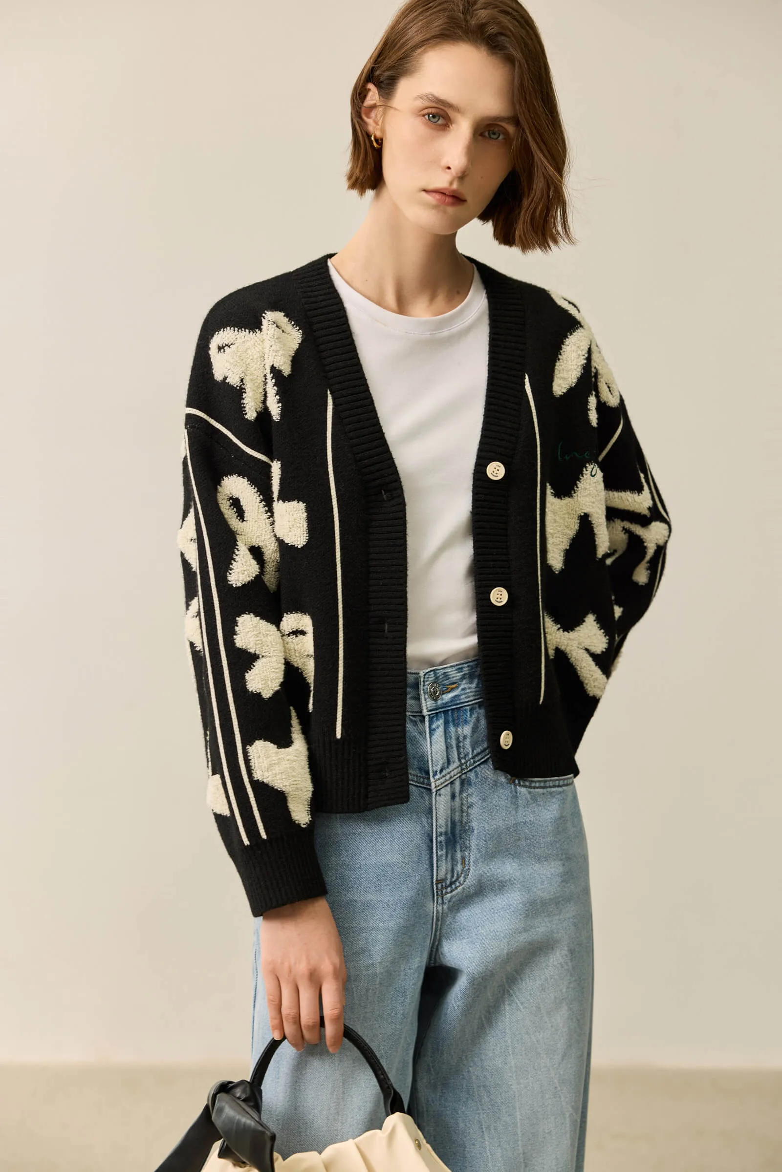 LILY Stylish 3D Bow Knit Cardigan